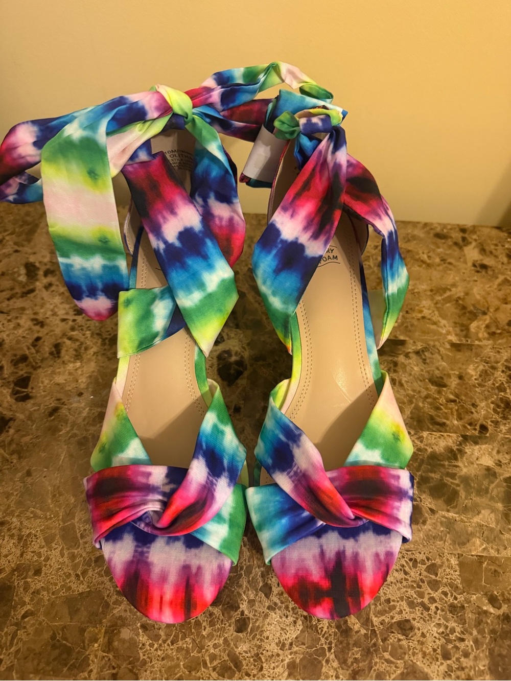 Tie-Dye Ankle Wrap Sandals - Multicolor New Never worn